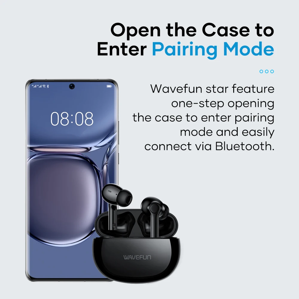 Wavefun 스타 블루투스 무선 헤드폰, 음악 게임 듀얼 모드 이어폰, ENC 알고리즘 무선 이어버드, V5.3