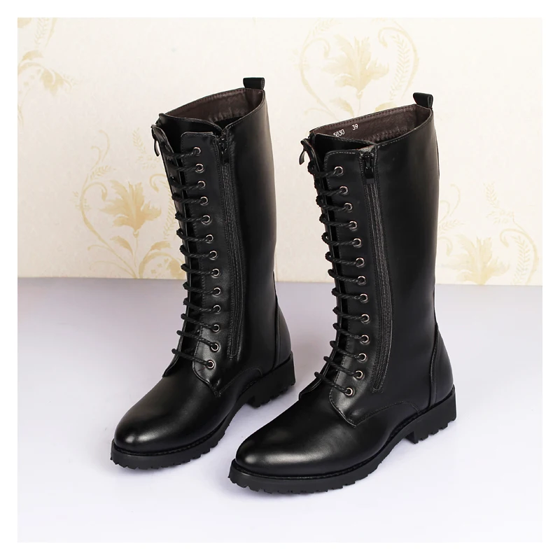 men's luxury fashion high boots stage nightclub dress genuine leather shoes autumn winter motorcycle boot knight long botas mans
