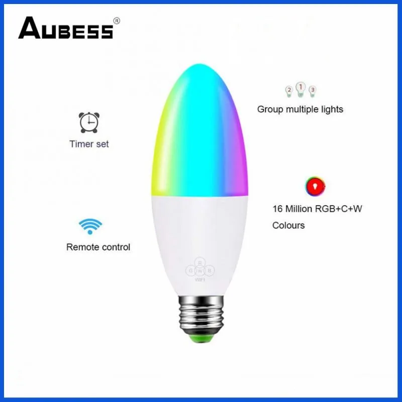 Candle E14 LED Bulb Smart Indoor Neon Sign RGB Light Bulbs Dimmable RGB Tape With Controller Lighting For Smart Life Decoration