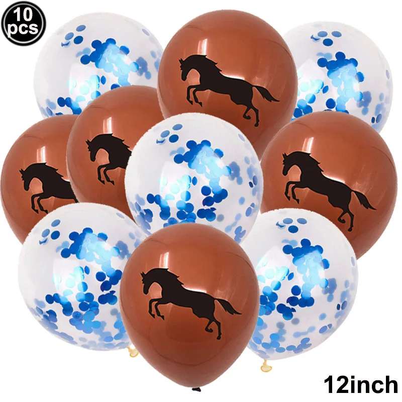 10 stücke Pferd Luftballons Set Party Decor Konfetti Pailletten Luftballons Folie Latex Party Luftballons Kind Aldult Cowboy Cowgirl Geburtstag Party – Detail 7