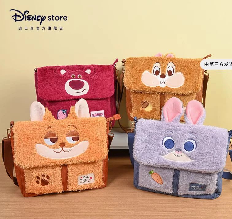 

Original Disney Official Zootopia Nick Judy Chip&Dale Anime Shoulder Bag Autumn/Winter Plush Bag Female Gift Commuter Bag