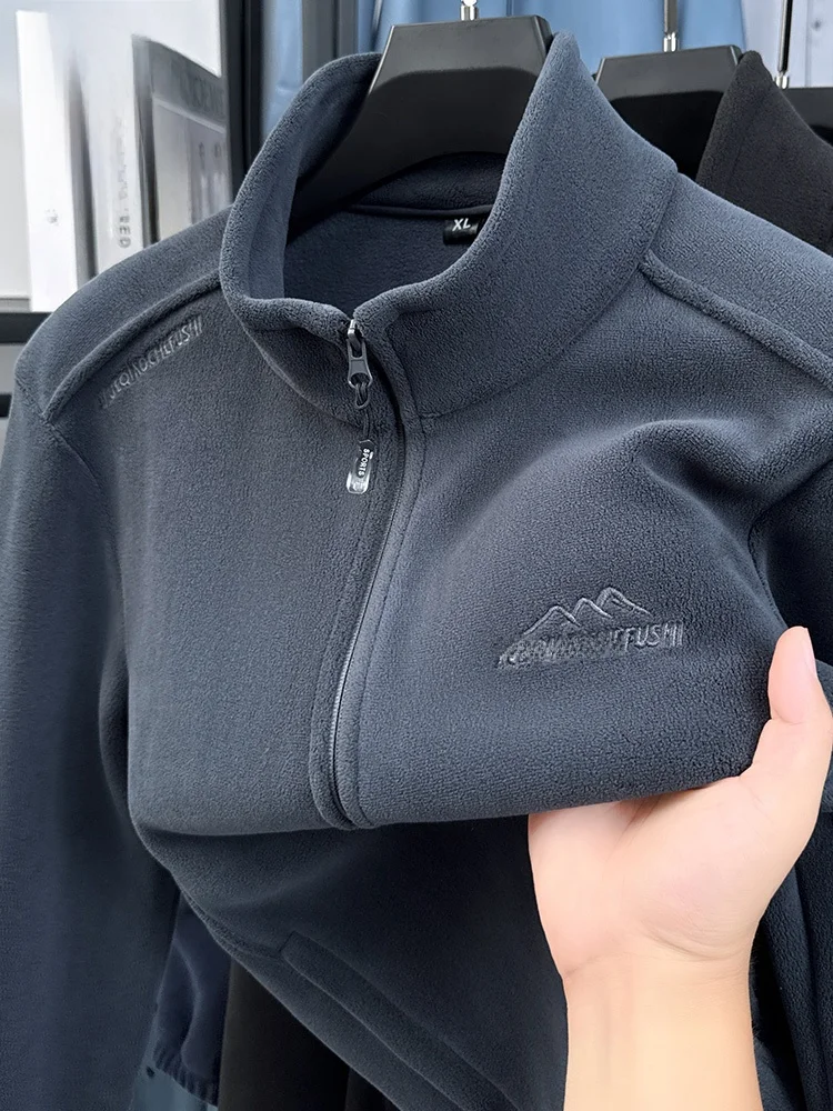 

Lnd Men's Fce Sweatirt Double-sided Fce Loose Thi Warm Winter Zipper Jaet Casual Comfortable Polyester Fiber