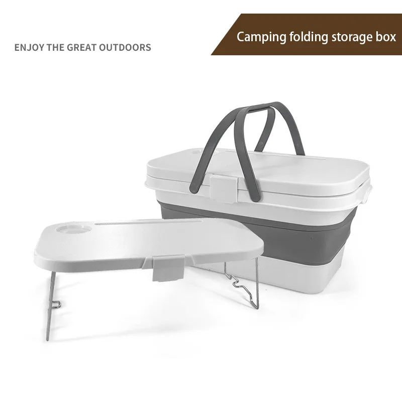 

Camping Tables Folding Picnic Pouch Basket Tourist Large Capacity Outdoor Barbecue Tourist Tableware Storage Box Mini Desk
