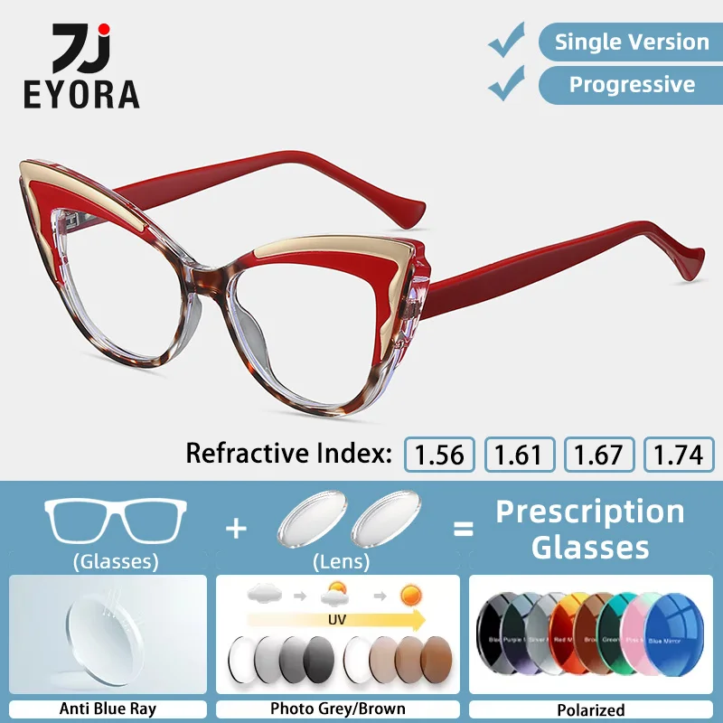 

EYORA Ins Currents Cat Eye TR90 Women Reading Glasses Myopia Eyewear Hyperopia Anti Blue Ray Progressive Photochromic Eyewear