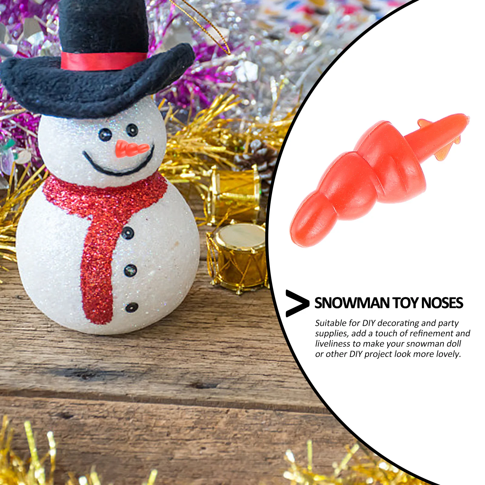 100 Pcs Snowman Decorating Supplies Nose Accessory Bead Animal Kit Plastic Carrot DIY Accessories