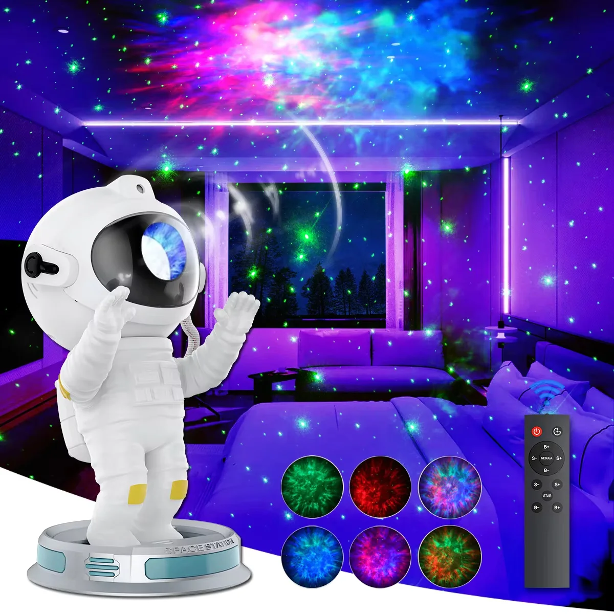 Kids Star Projector Night Light with Remote Control 360°Adjustable Design Astronaut Nebula Galaxy Lighting for Children Adults
