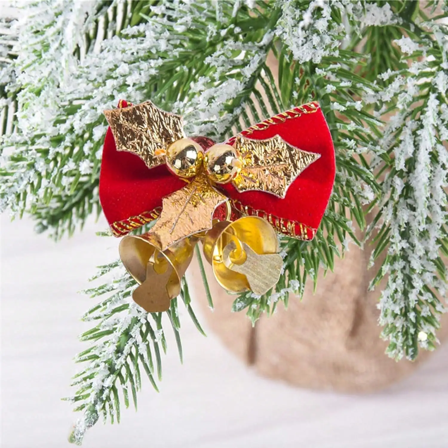 Weihnachtsschleifen mit Glocken zum Basteln, Weihnachtsschmuck, Mini-Schleifen in großen Mengen für Weihnachtsbaumschmuck/Geschenkverpackungen/Kränze – Detail 6