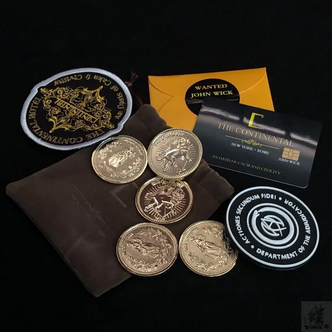 John Wick Chases Movie Props, Keanu Reeves, Gold Coins, Blood Oath Mark