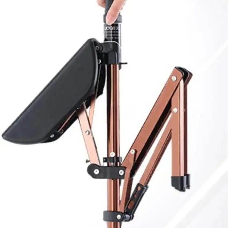 

New High Quality Aluminum Alloy Foldable Walking Cane Stick With Seat Adjustable Elderly Crutch Chair With Stool