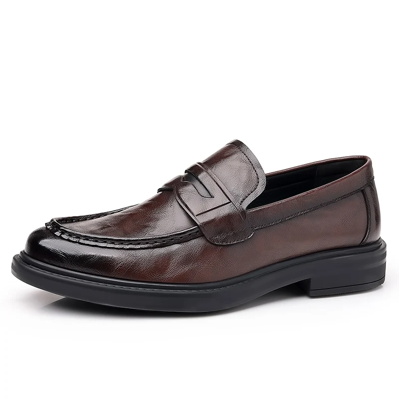 Mocassini classici in stile britannico da uomo con suola spessa in vera pelle Business scarpe formali in pelle per adulti scarpe Casual con tacco basso di marca