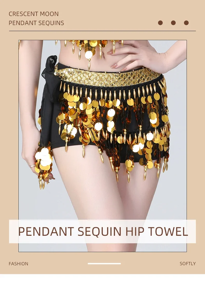 جديد الرقص الشرقي الخصر سلسلة مثير وعصري الترتر شرابات الورك الأوشحة ممارسة العروض أزياء رقص فساتين الحفلات #6