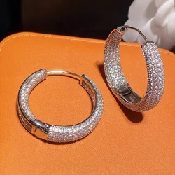 CAOSHI Gorgeous Dainty Circle Round Hoop Earrings for Women Charming Cubic Zirconia Wedding Engagement Jewelry Party Accessories