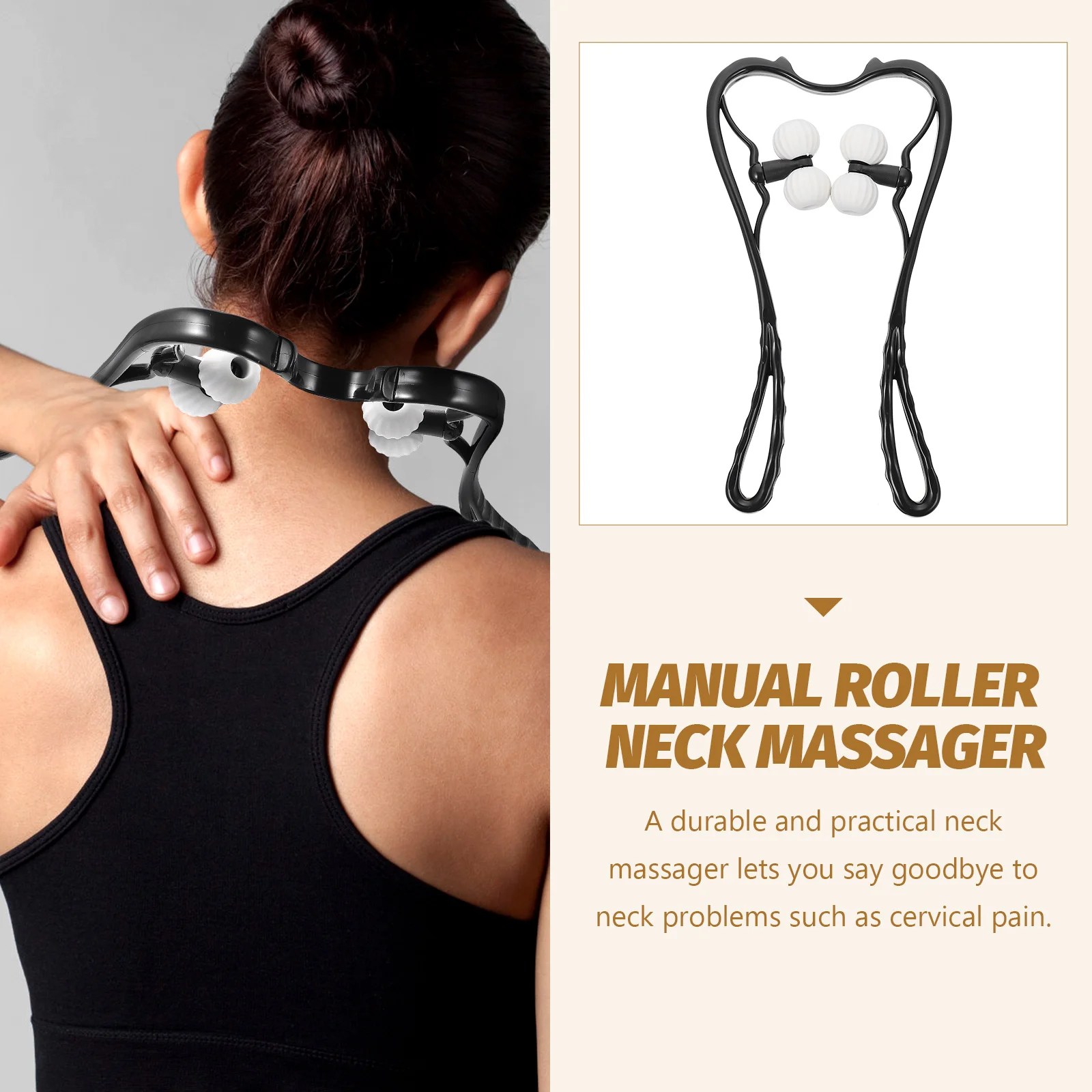 

Neck Massager Roller Pain Relief Premium PP TPE Material Ergonomic Design Portable Neck Leg Shoulders Massage Tool Home Use Gift