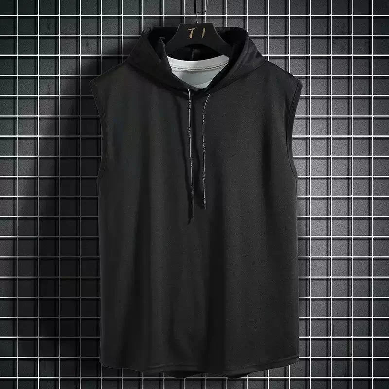 Solid Color 2025 Brand New Men\'s Tank Tops Vest Sleeveless Tees For Male Hooded Man Vests Tops Hip Hop Men Tank Top T shirt