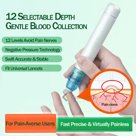 Yasee Negative Pressure Lancing Device Painless Blood Sampling fit Standard Disposable Blood Lancets No Pain Finger Prick