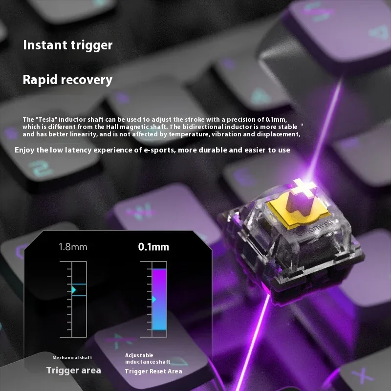 Black Shark Bkb02 Inductive Magnetic Switch Keyboard Multifunctional Knob Wireless Mechanical Keyboard 3-Mode Rgb Quick Trigger