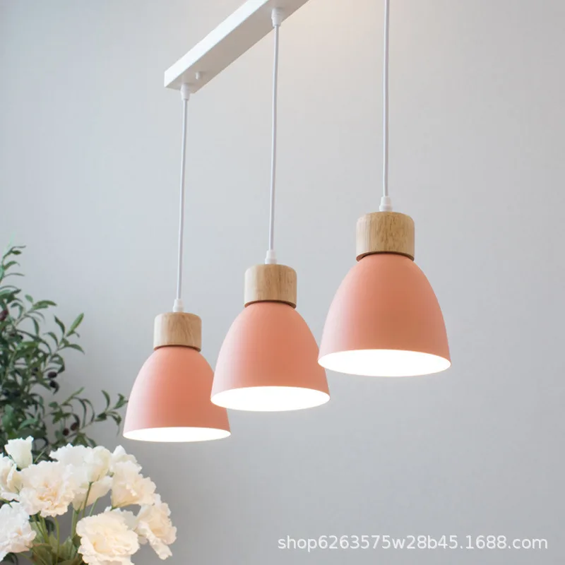 

Nordic Macaron Chandeliers E27 Creative Wooden Bedside Lights For Bedroom Study Cafe Bar Restaurant Decor 3 Heads Pendant Lamps