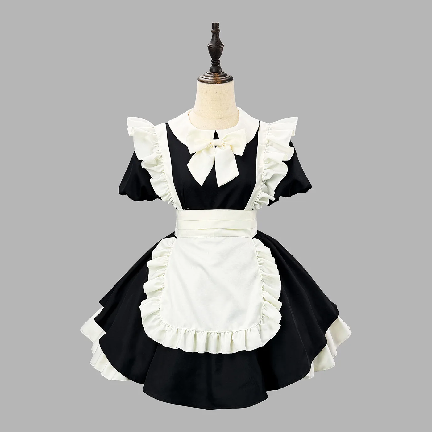 Retro Ancient Ruffle Pleat Maid Costume Cute Vintage Mori Girl Dress Outfit