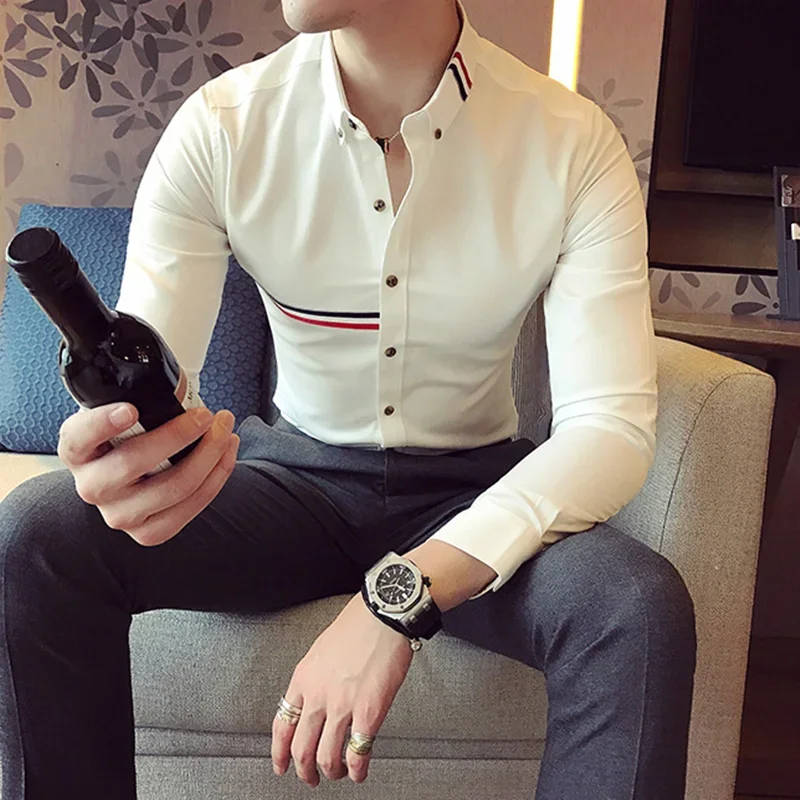 

Men's Brand Clothing Premium Long-sleeved Shirt Spring Clothes Business Casual Lapel Fashion Single Breasted Cotton NEW 2024