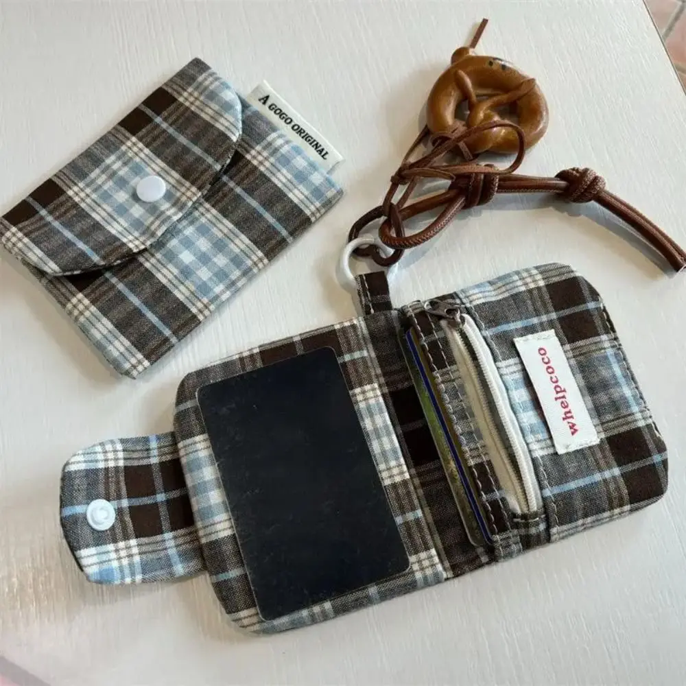New Retro Card Holder Grid ID Wallet Purse Student