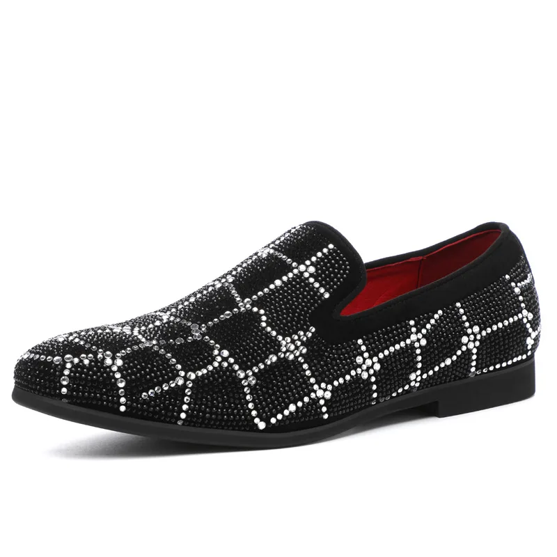 

Men's fashion web celebrity social sequined shoes small leather shoes bright diamond drill set auger doug shoes