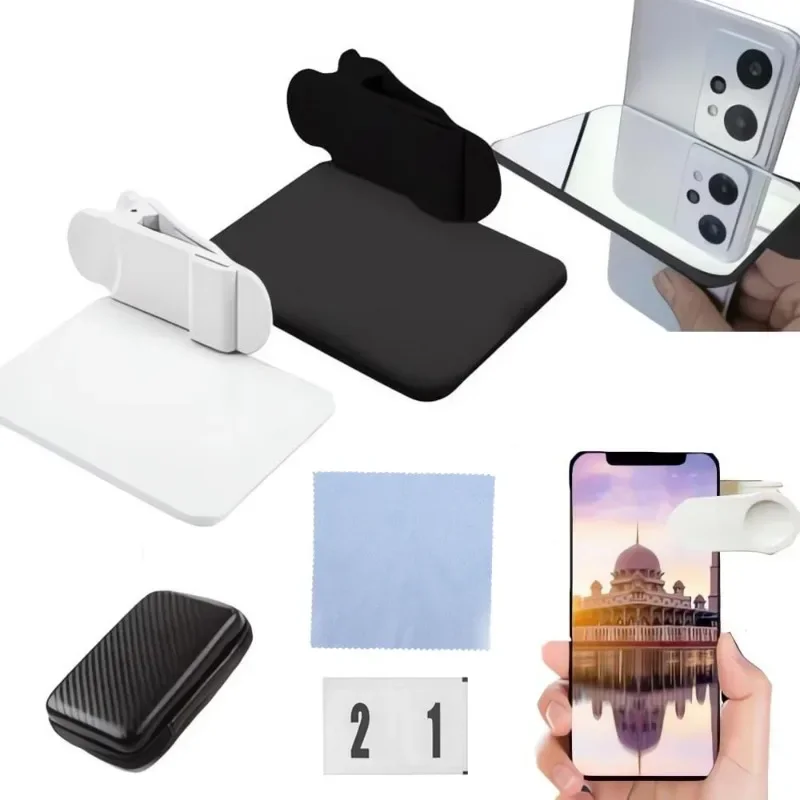 Smartphone Camera Mirror Reflection Clip Kit for Mobile Phone Universal Models with Materials Selfie Artifact Reflection Outdoor