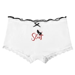 Sexy Devil Underwear for Women Hot Bow Lace White Panties Boyshorts Comfortable Lovely Ladies Home Underpant Female Cute Shorts