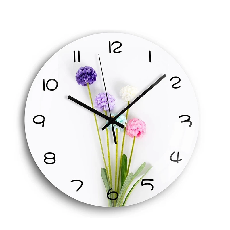 1 Piece Flower Design Wall Clock As Shown Tempered Glass For Kitchen Wall Art Wall Clock Wall Decoration Clock