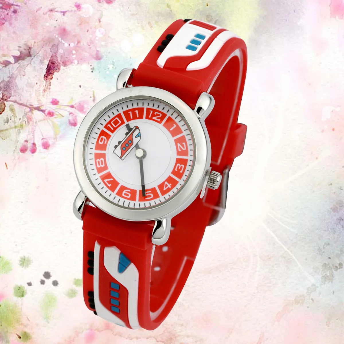 1Pcs Waterproof Wrist Watch Creative Cartoon Silicone Band Quartz Movement Stylish Birthday Gift Red Creative Watch