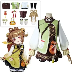 Genshin Impact YaoYao Cosplay Costume Women Kids Anime Lolita Dress Lovely Uniform Yao Yao Wig Halloween Costume Full Set