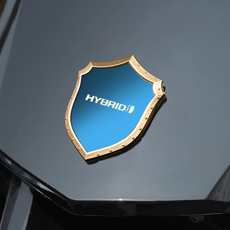 

3D shield car stickers stainless steel car accessories auto for Hybrid Synergy Drive Toyota Prius Camry Rav4 yaris Auris ford