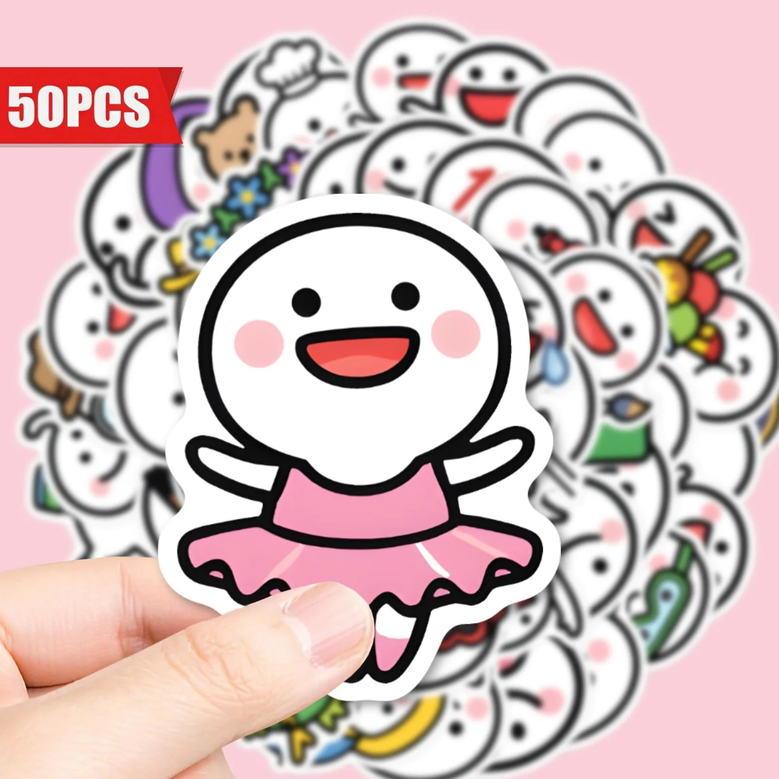 50pcs/bag New Cross-border Simple Soft And Cute Doodle Stickers Of Doudou People Notebook Water Cup And Skateboard Sticker - view 3