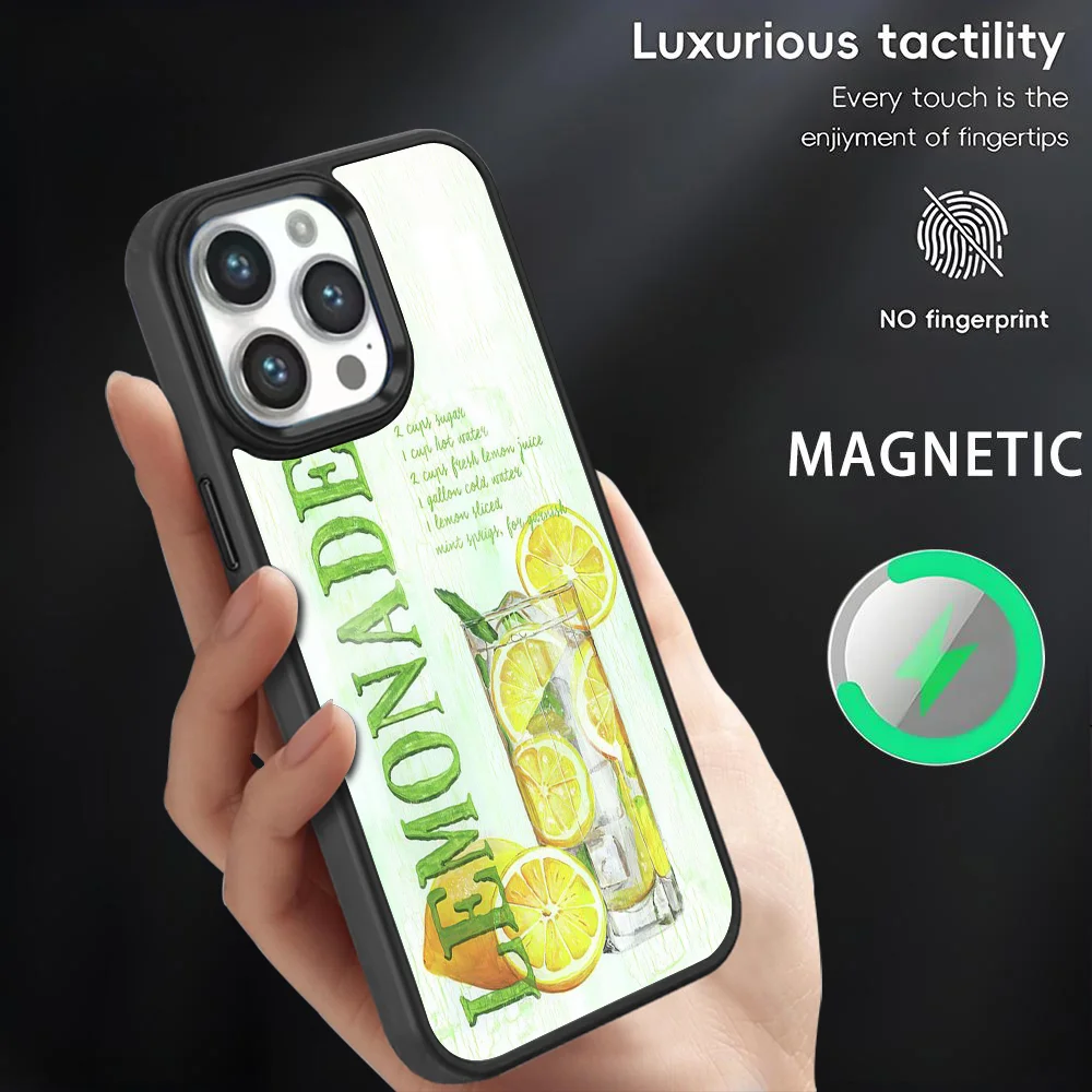 

Luxury Lemon Frizzante Phone Case For iPhone 16 15 14 13 12 11 Pro Max Plus Mini Magsafe Magnetic Wireless Charging PC Cover