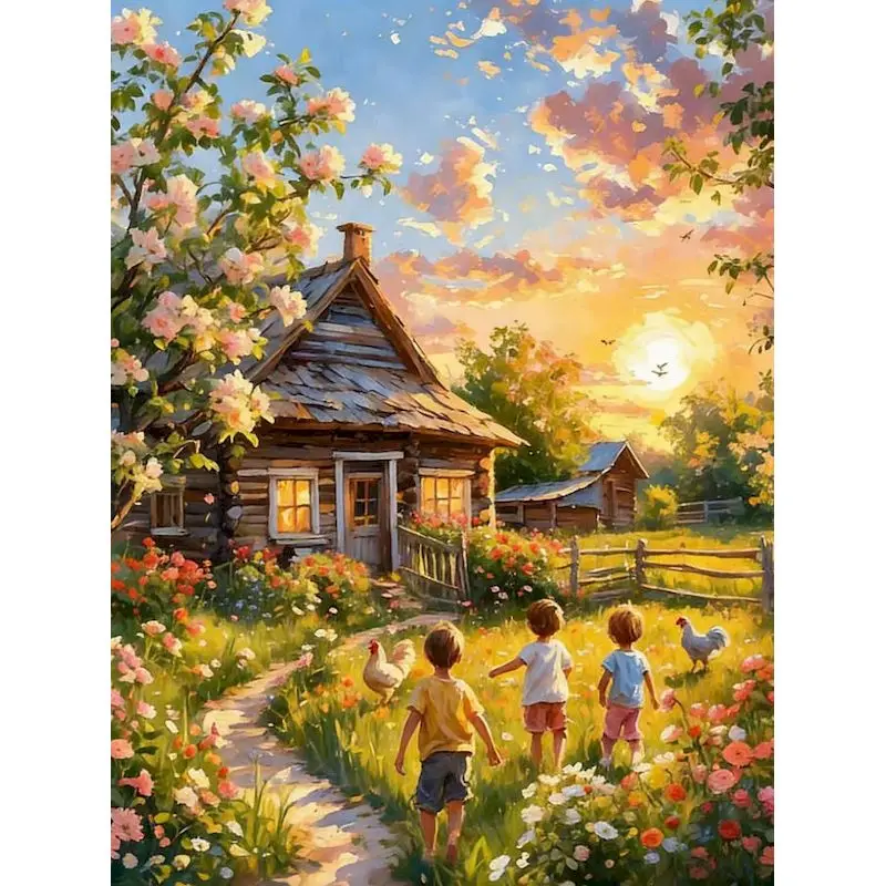 

GATYZTORY Village Painting By Numbers Adults Crafts Canvas Painting Scenery Crafts Gift Arts and Crafts Crafts DIY Kits for Begi