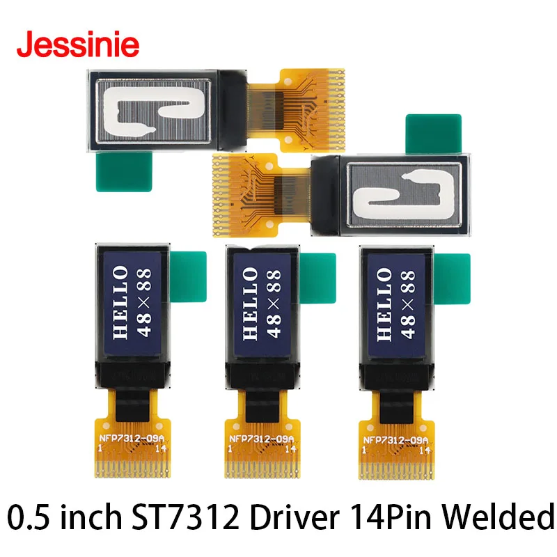 5pcs/1pc 0.5 inch OLED Display 0.5''LCD ST7312 Driver I2C Serial Interface 48x88 Resolution White Bare Panel 14 Pin Solder Type