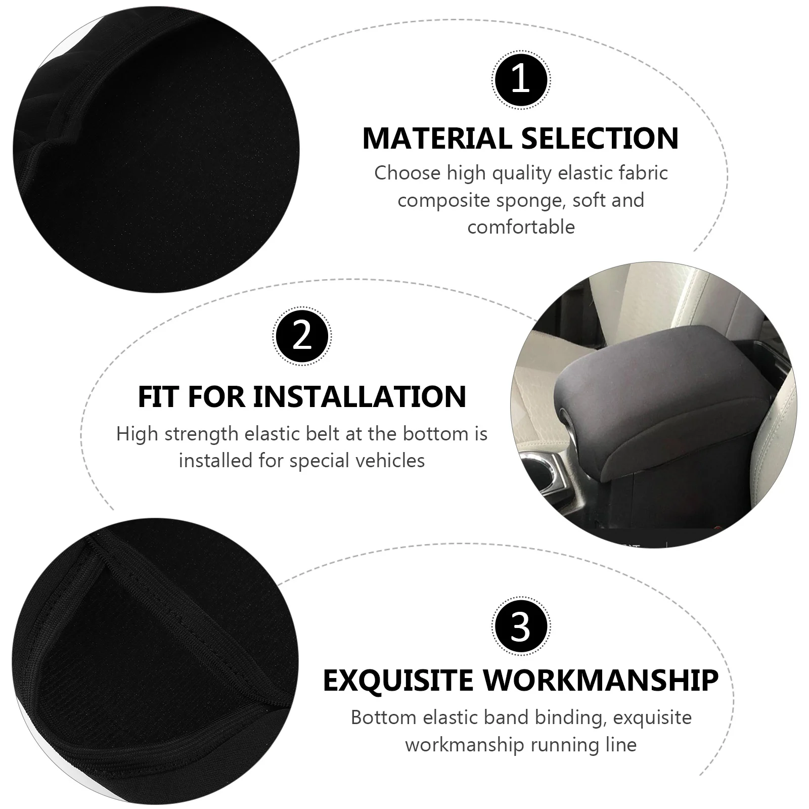 

Car Armrest Cover Custom Fit Easy Install Scratch Resistant Environmental Material Comfortable Console Lid Replacement Parts