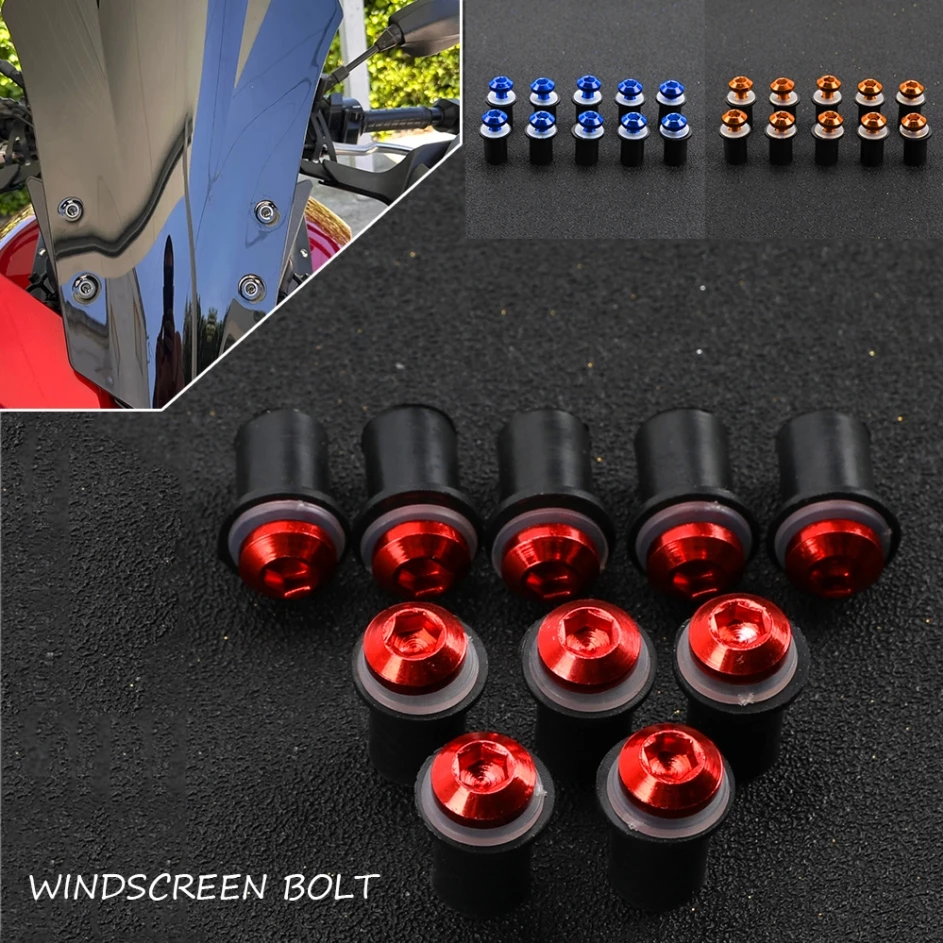 

M5 Fastener Nuts Windscreen Windshield Screw Mounting Bolts For Honda VFR 1200 F X Crosstourer 750 400 800 F Fi/W1 VTEC Motor