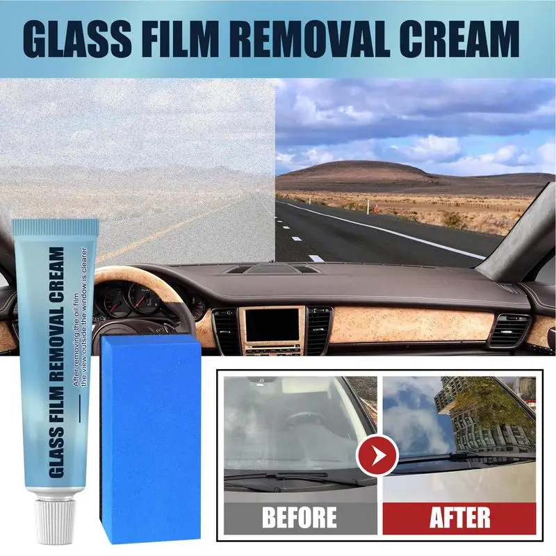 Car Glass Oil Film Cleaner With Sponge Water Mark Cleaning Agent Oil Film Removal Cream For Car Window Clear Vision Dropship