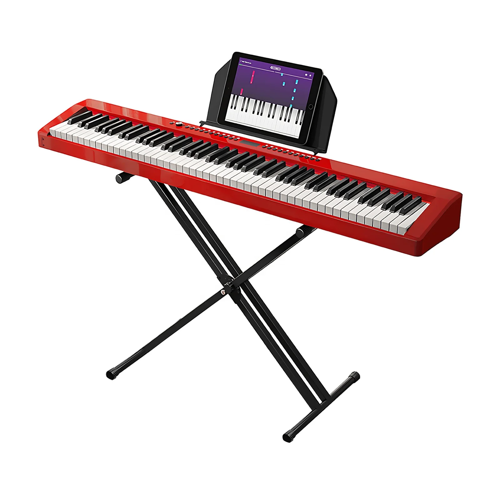 

Cademe Portable Electronic Keyboard Piano 88 Keys Weighted Digital Musical Instrument Red Piano For Sale