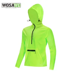 WOSAWE Winproof Running Jackets Hooded Caps Reflective Rain Repellent Women Men's Gym Sports Sweatshirts Cycling Windbreaker