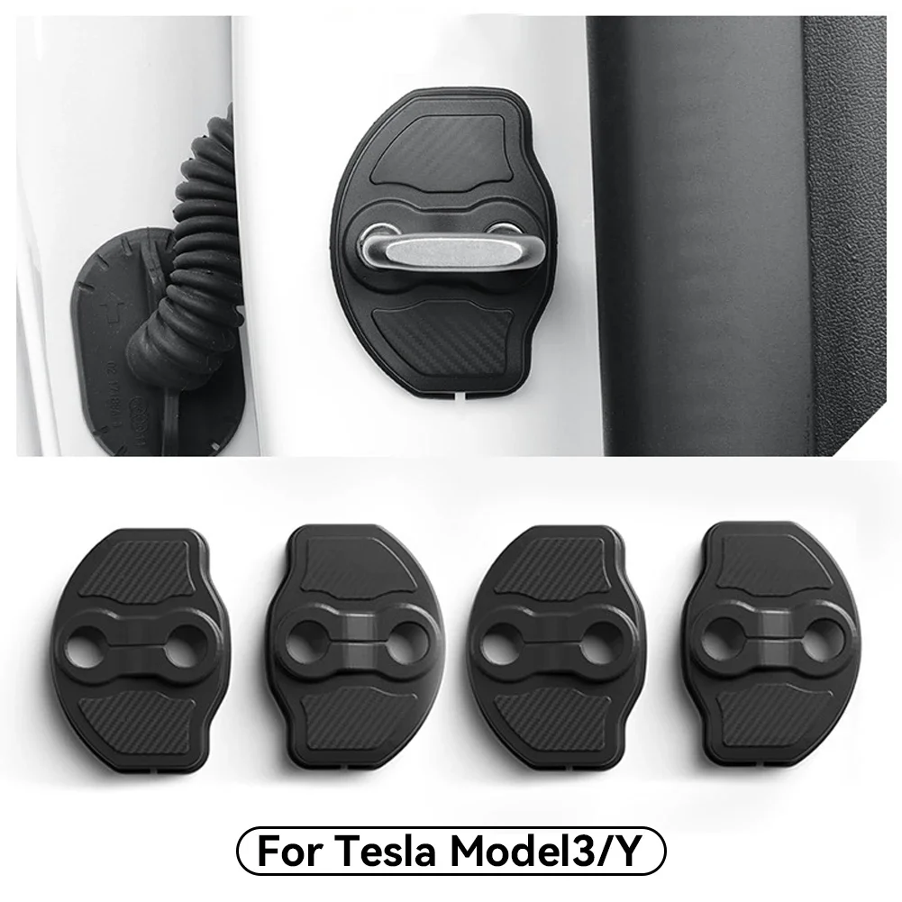 4Pcs/set Car Styling Door Lock Protection Cover Cap Modification Accessories for Tesla MODEL 3 Y 2023 Auto Interior Accessories