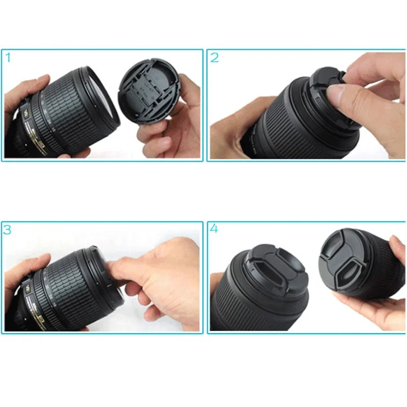 10pcs/lot 55mm center pinch Snap-on cap cover for camera 55 mm Lens