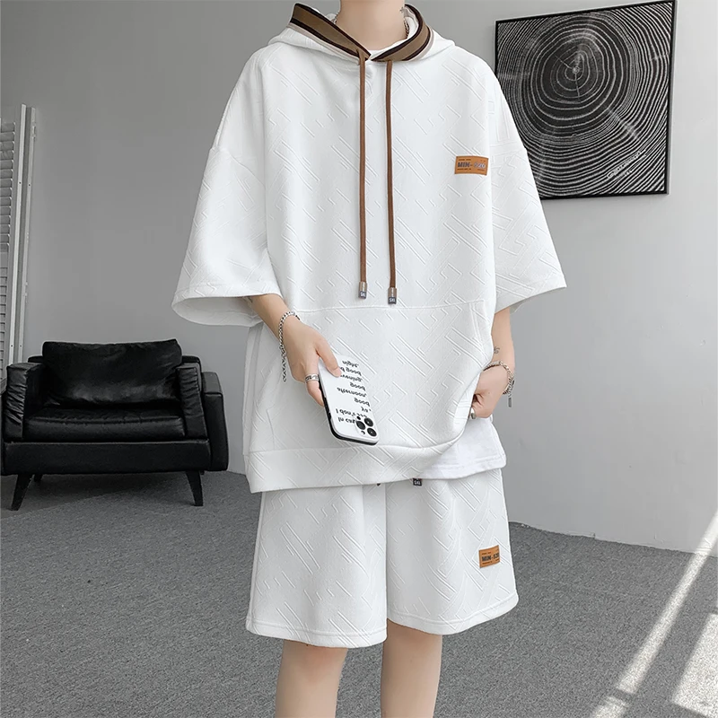 

Крутой комплект: худи и футболка для мужчин, лето 2024, модный бренд, молодежный спортивный стиль, дышащий, легкий, с круглым вырезом