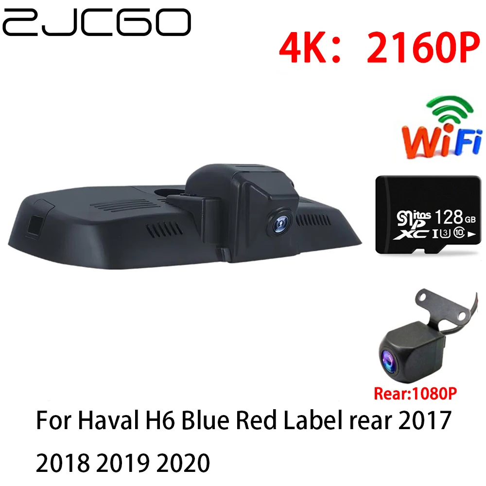 ZJCGO 2K 4K Car DVR Dash Cam Wifi Front Rear Camera 2 Lens 24h parking for Haval H6 Blue Red Label rear 2017 2018 2019 2020