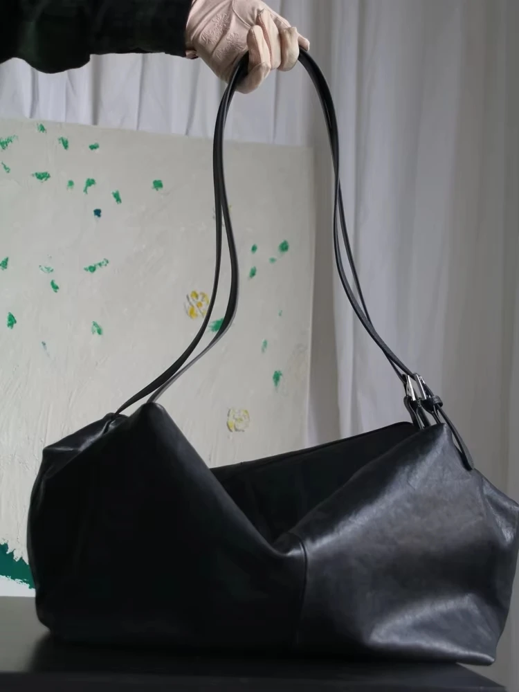 Big Fashion Simple Tote Bag Genuine Women Leather Bag\Handbag Real Leather Female Underarm Shoulder Commuter Bag Big