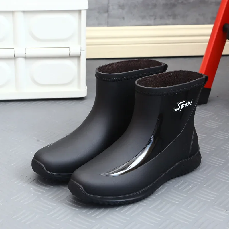 Botas de lluvia antideslizantes Para hombre, Zapatos impermeables resistentes al desgaste Para exteriores, color negro, Otoño, 2024