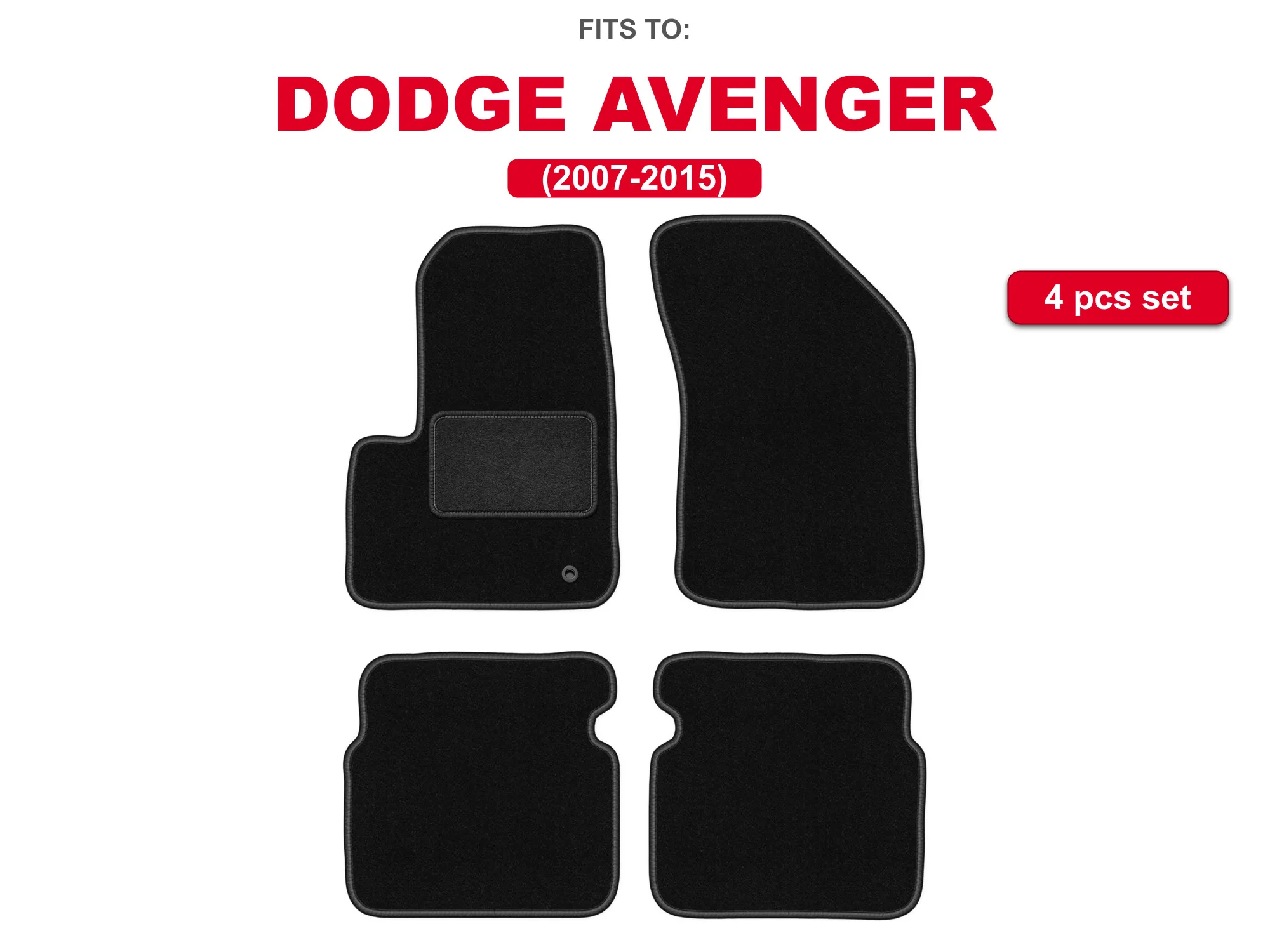 Auto-velourstapijten voor: Dodge Avenger 2007-2015 sedan zwarte auto-automattenset