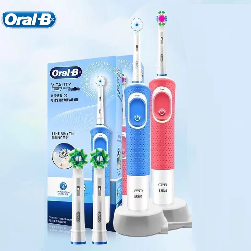 Oral B D100 2D Vitality Electric Toothbrush Timer 7600Rpm Cross Action Deep Cleaning and Whitening Teeth Tooth Brush