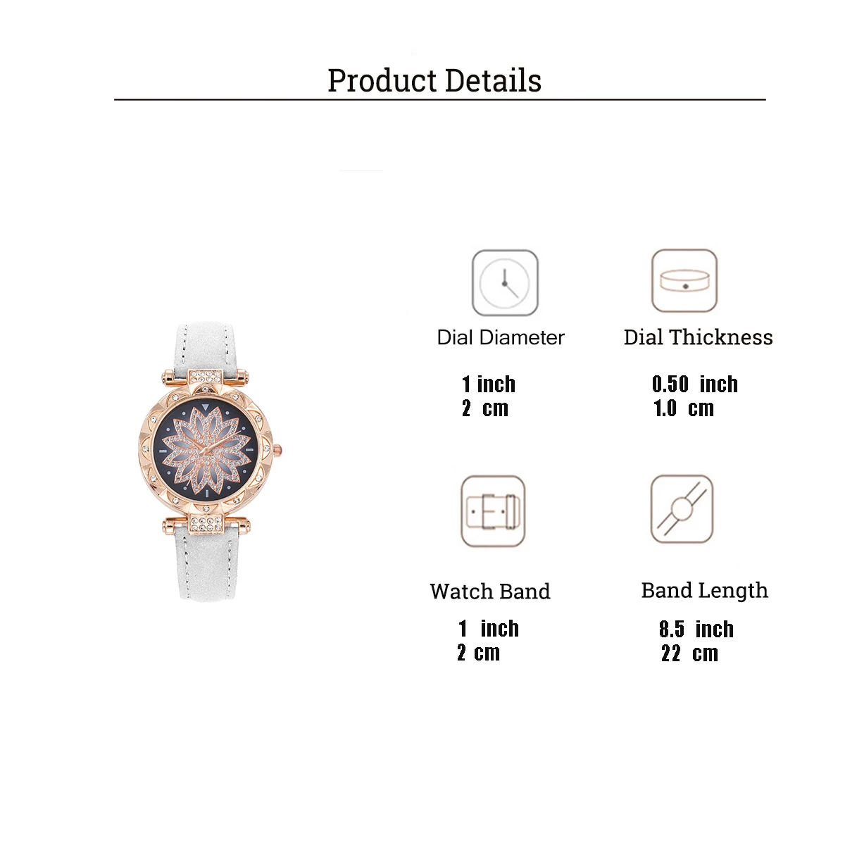 Modisches, trendiges, leichtes Luxus-Diamant-Set, Blumen-Zifferblatt, Lederarmband, Damen-Quarzuhr, Schmetterlingsschmuck, 6-teiliges Set für Thanksgiv