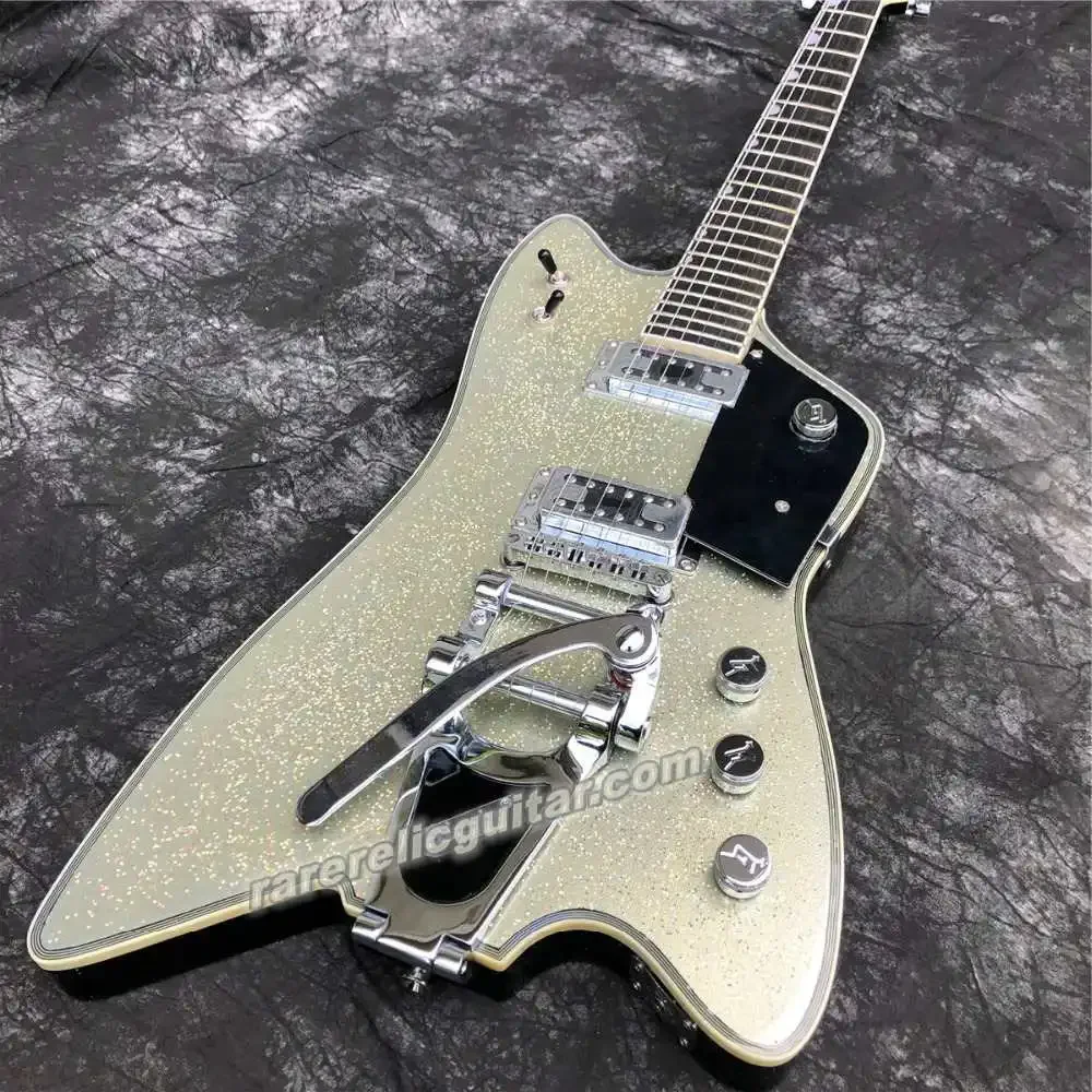 In Stock Billy Bo Jupiter Metallic Big Sparkle Electric Guitar Bigs Tremolo Tailpiece Dark Fingerboard Thumbnail Inlay
